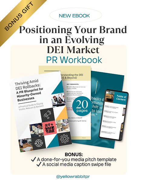 New eBook "Positioning Your Brand in an Evolving DEI Market" with bonus media tools. Cover and pages displayed, vibrant design, 20 pages.