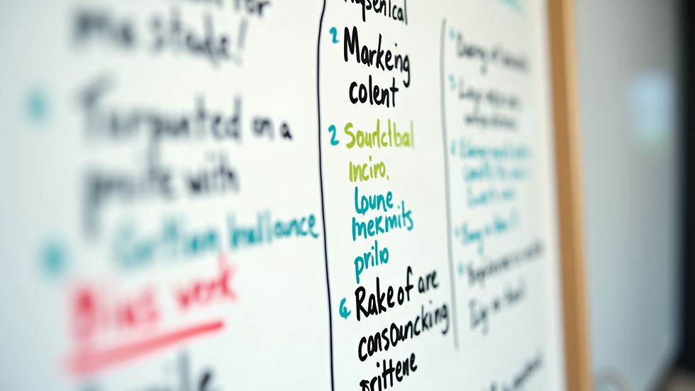 Close-up view of a whiteboard with marketing strategy notes