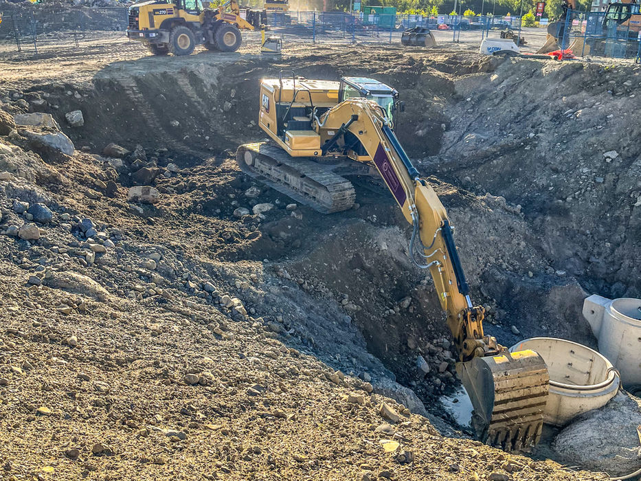 A completed civil construction project showing precise ditching, drainage solutions, and infrastructure work.
