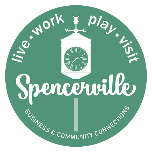 Spencerville logo: live work play visit