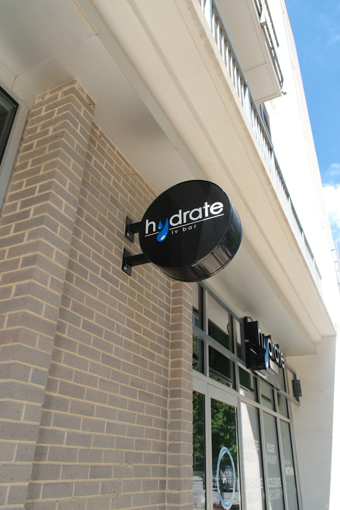 Exterior sign for Hydrate IV Bar in Midtown Atlanta