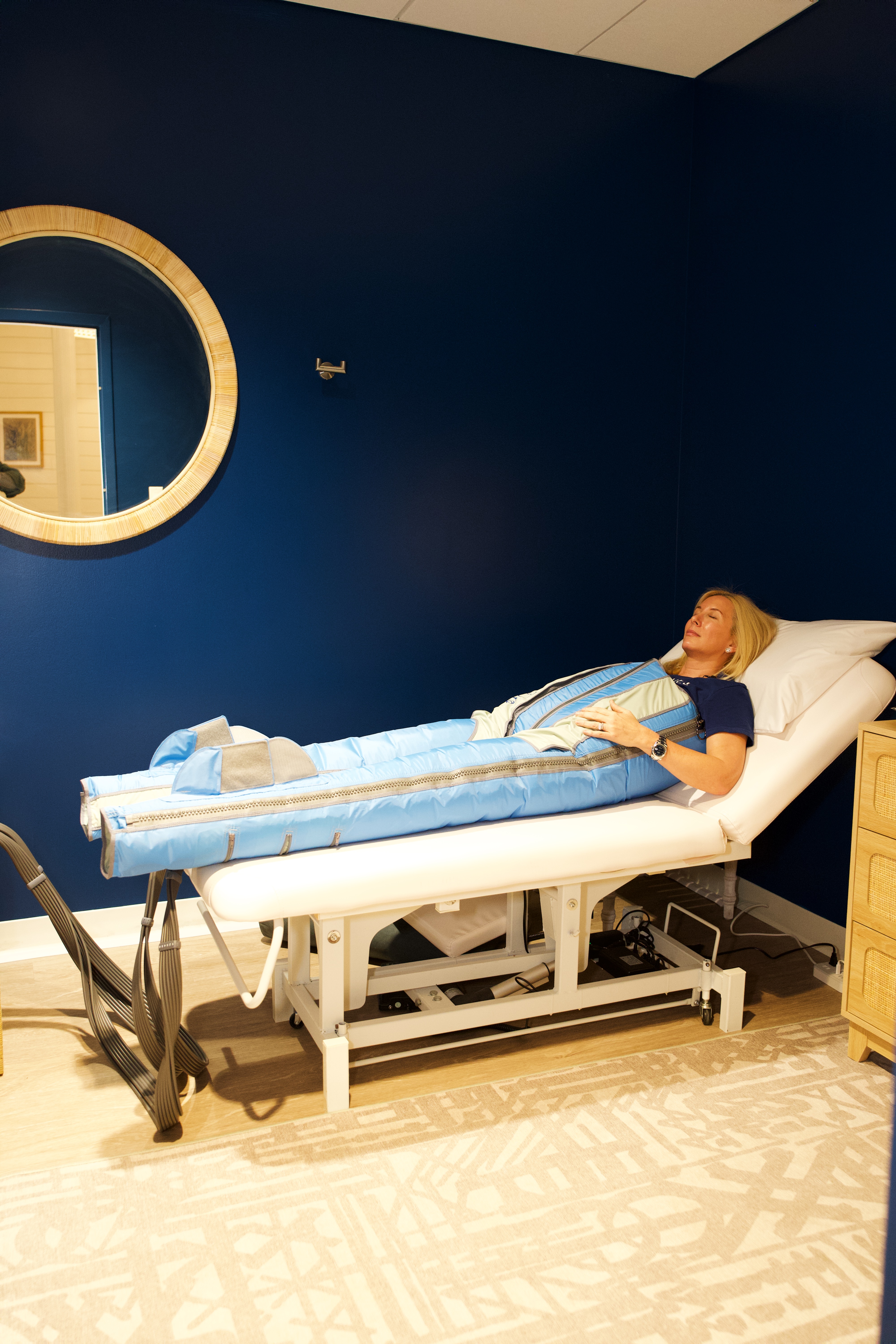 Recovery treatment room with therapy bed at Rest + Fuel Buckhead Atlanta