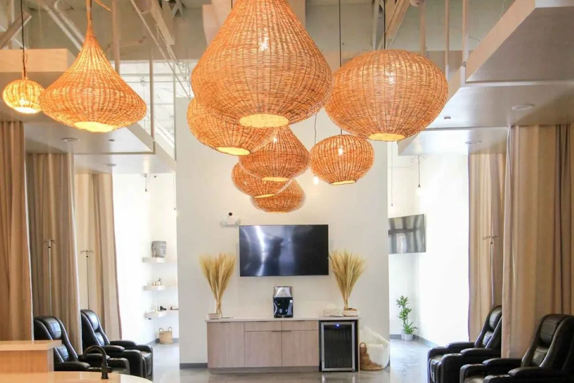 Lobby with pendant lights at Hydrate IV Bar Midtown Atlanta