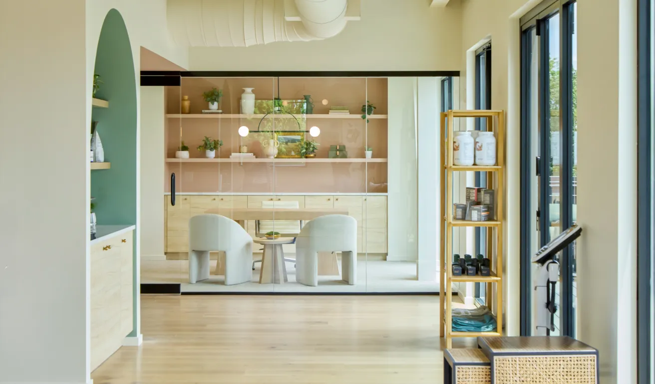 STAT Wellness Berry Hill treatment room with cabinetry and wellness decor