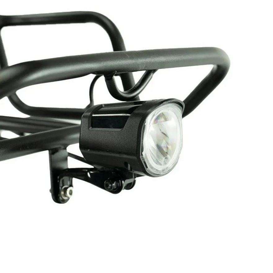 Miniaturbild: Phare avant de vélo électrique sur porte-bagages