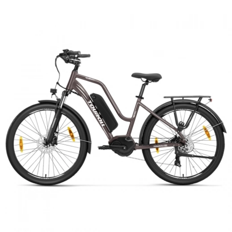 Miniaturbild: Graues E-Bike mit Gepäckträger