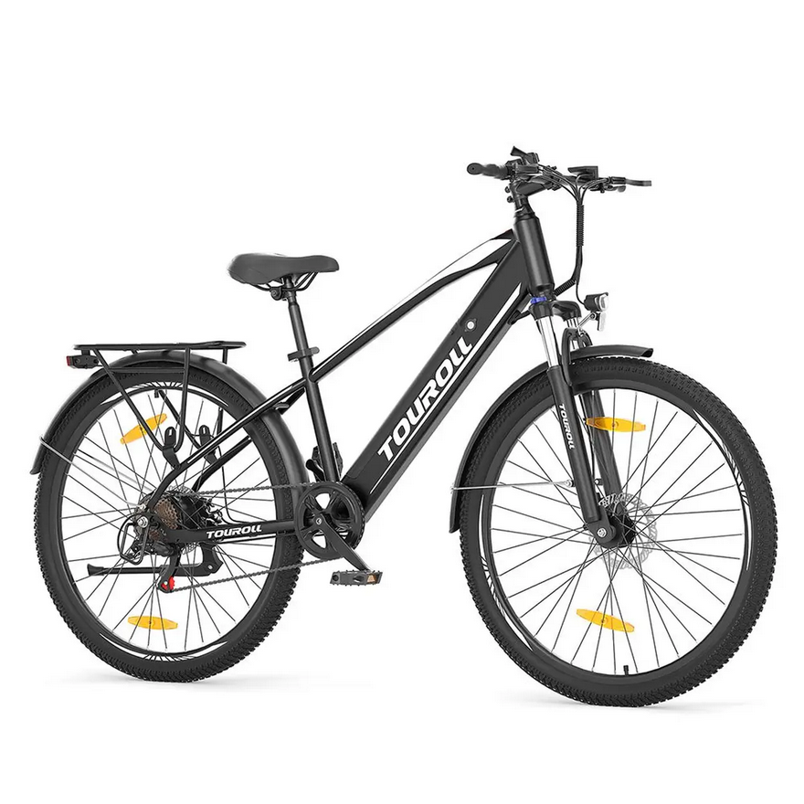 Miniaturbild: Schwarzes E-Bike mit Gepäckträger