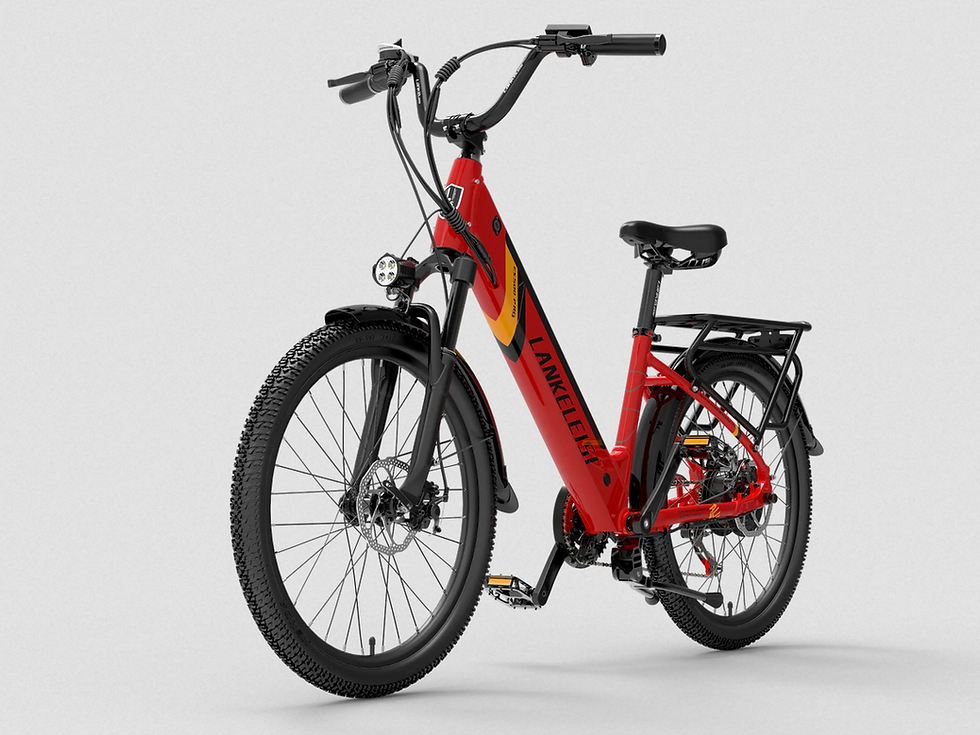 Rotes E-Bike mit Gepäckträger