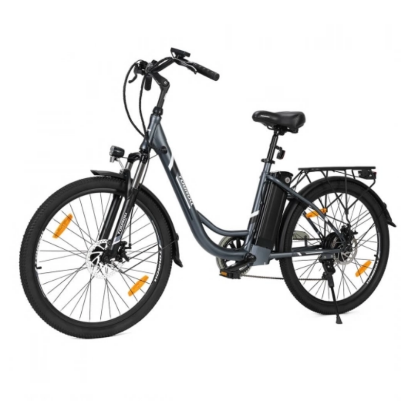 Dunkelgraues Tiefeinsteiger E-Bike