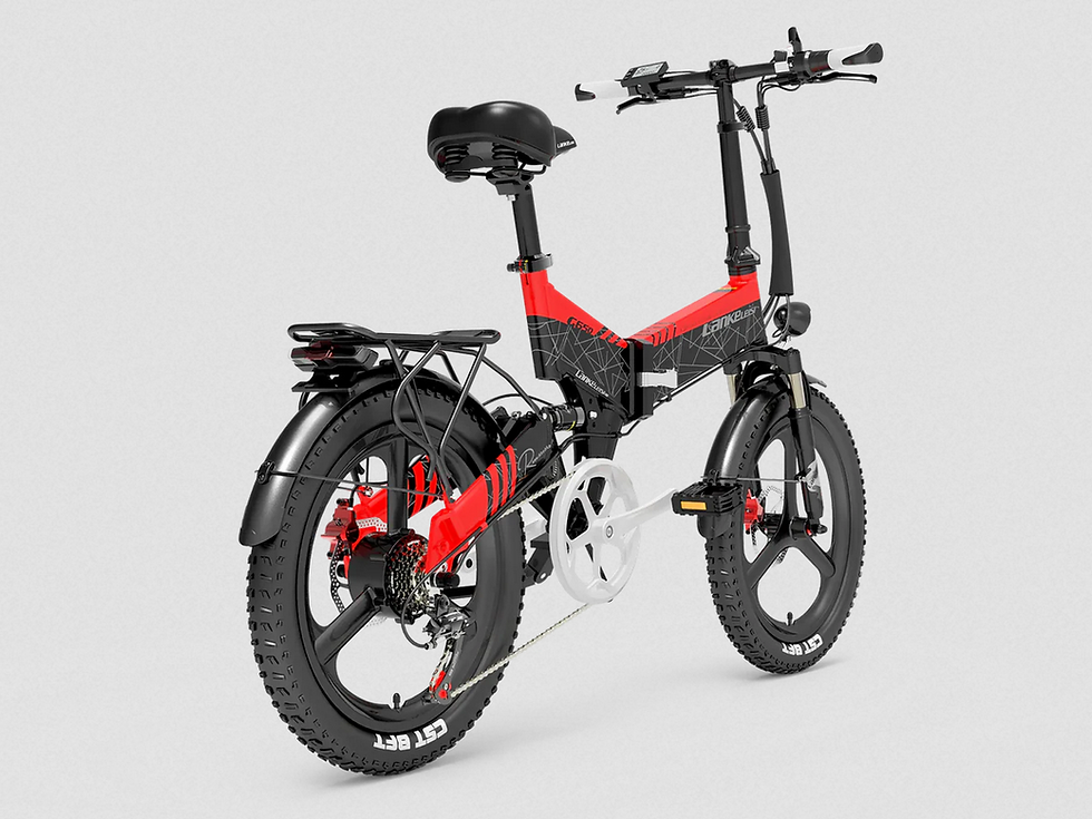 Miniaturbild: Rotes und schwarzes Falt-E-Bike