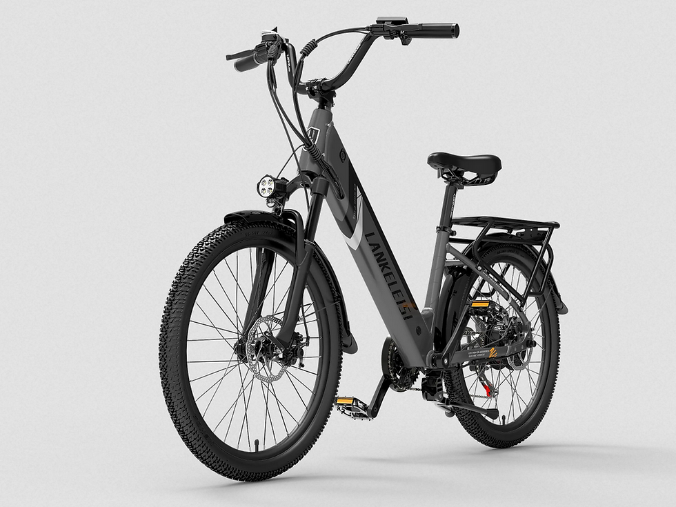 Miniaturbild: Dunkles E-Bike mit Gepäckträger