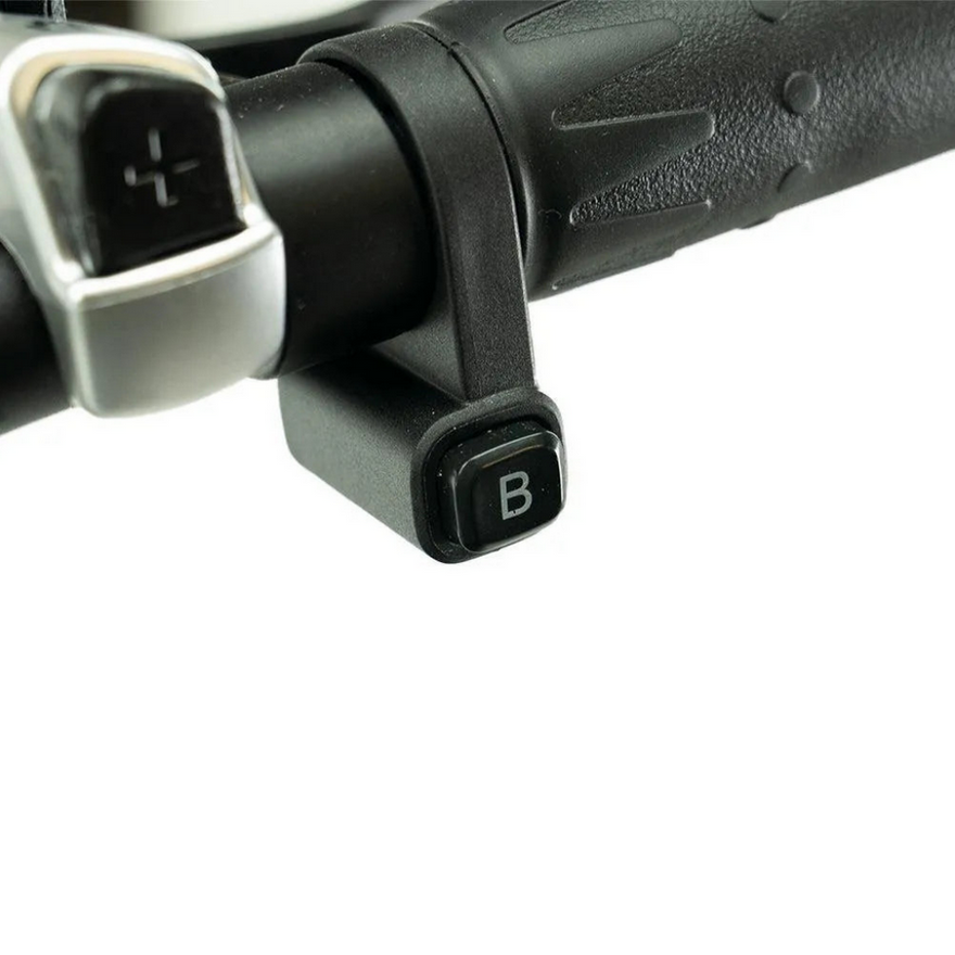 Miniaturbild: Bouton 'B' sur le guidon de vélo électrique.