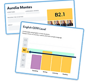 Sample report card for Keenu Placement Test - including speaking, writing, listening and reading