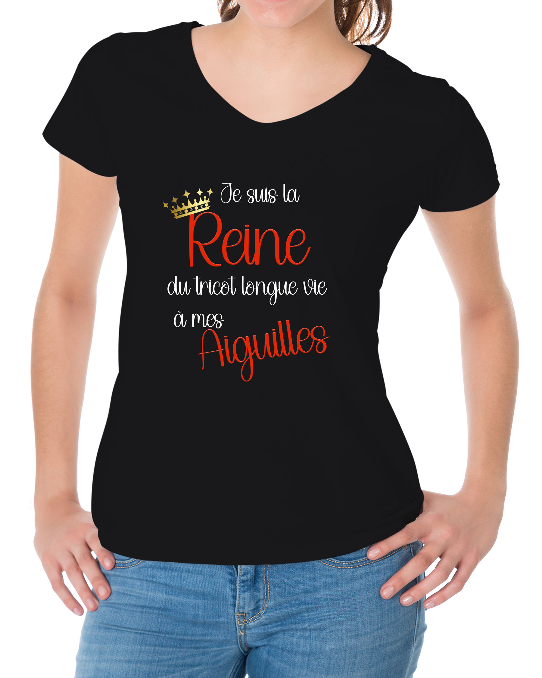 T-shirt Je suis la reine du tricot ...