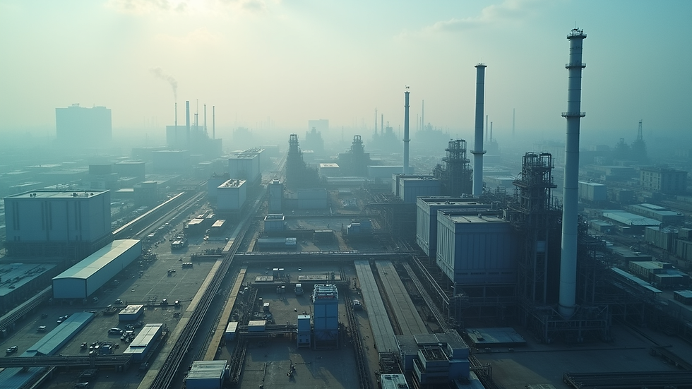 High angle view of a large industrial manufacturing facility in Asia