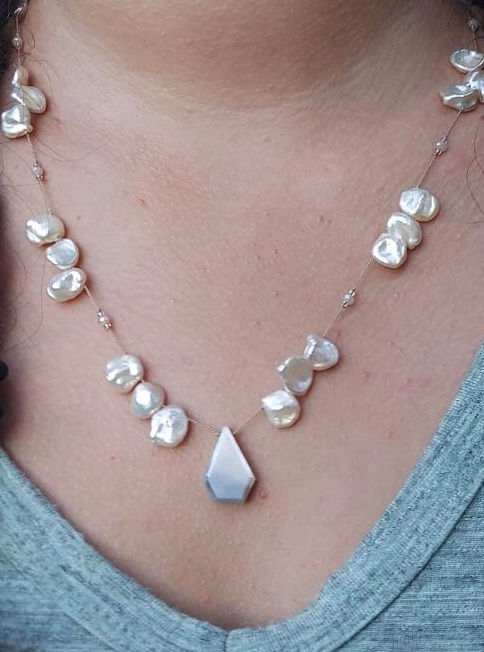 Keishi Pearls and Moonstone Necklace