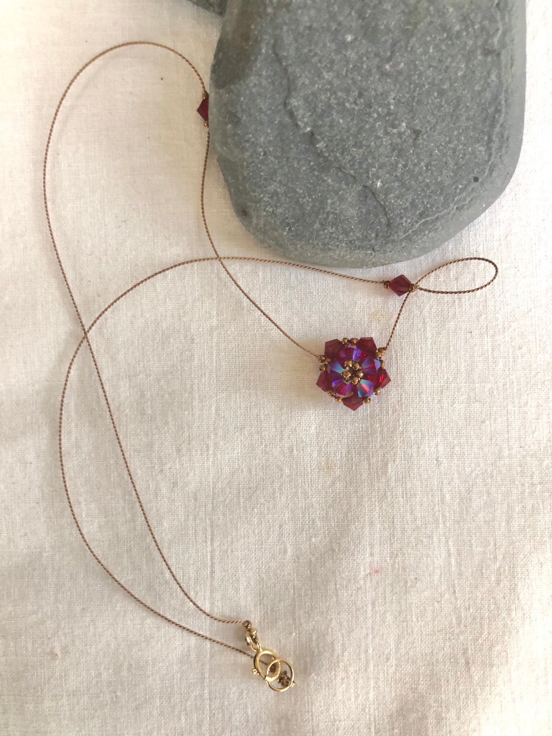 Swarovski Pentagon Crystal Necklace - Red