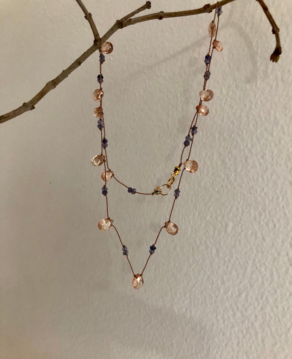 Beige Zircon and Iolite Necklace