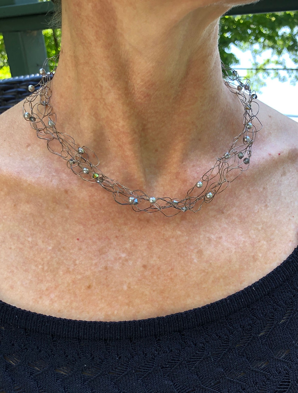 Thumbnail: Crocheted Silver Necklace
