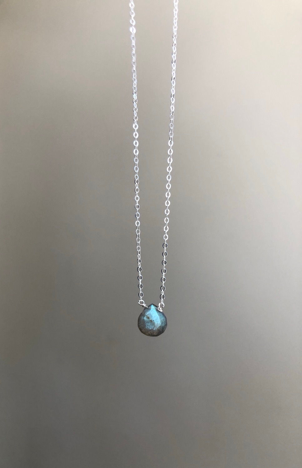 Labradorite Heart on Sterling Silver Chain