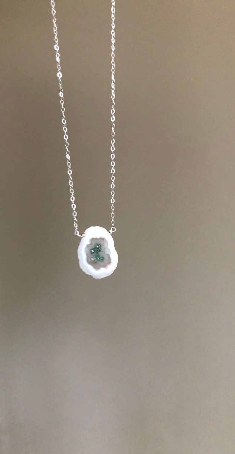 Thumbnail: Solar Druzy on Sterling Chain Necklace 