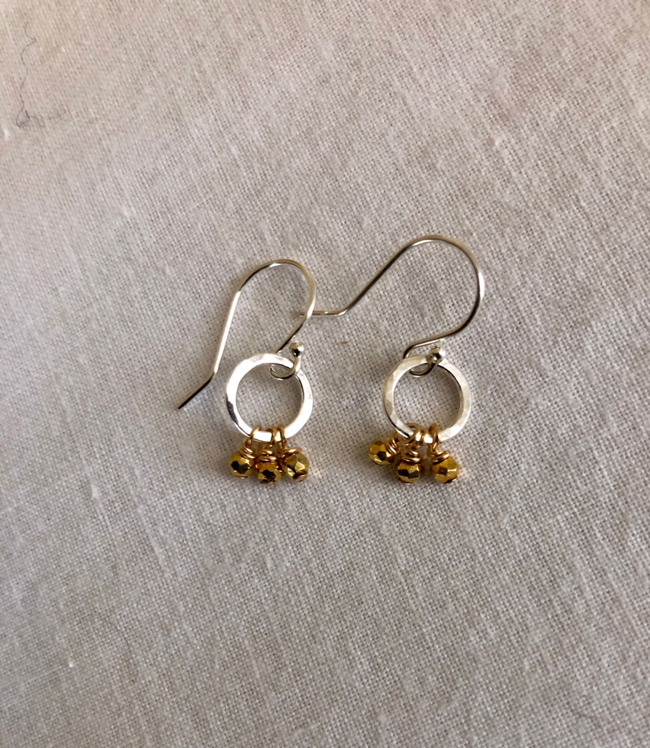 Silver hoops with Vermeil nuggets Earrings 