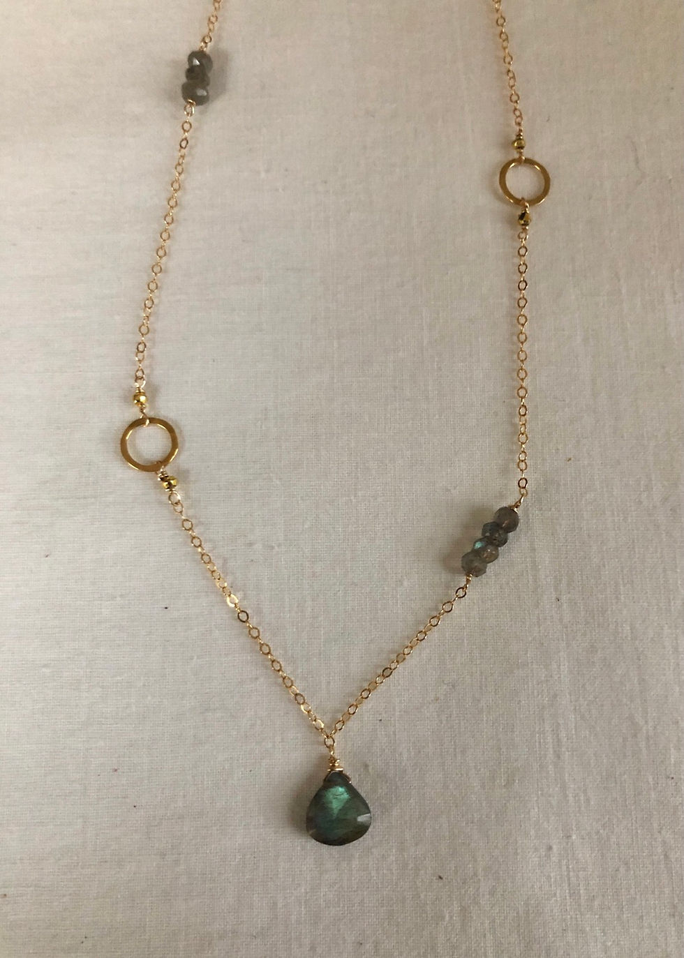Labradorite with GF hoops Necklace