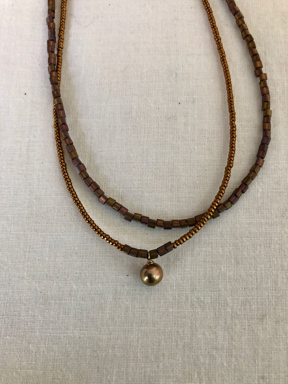 Double strand pearl drop Necklace