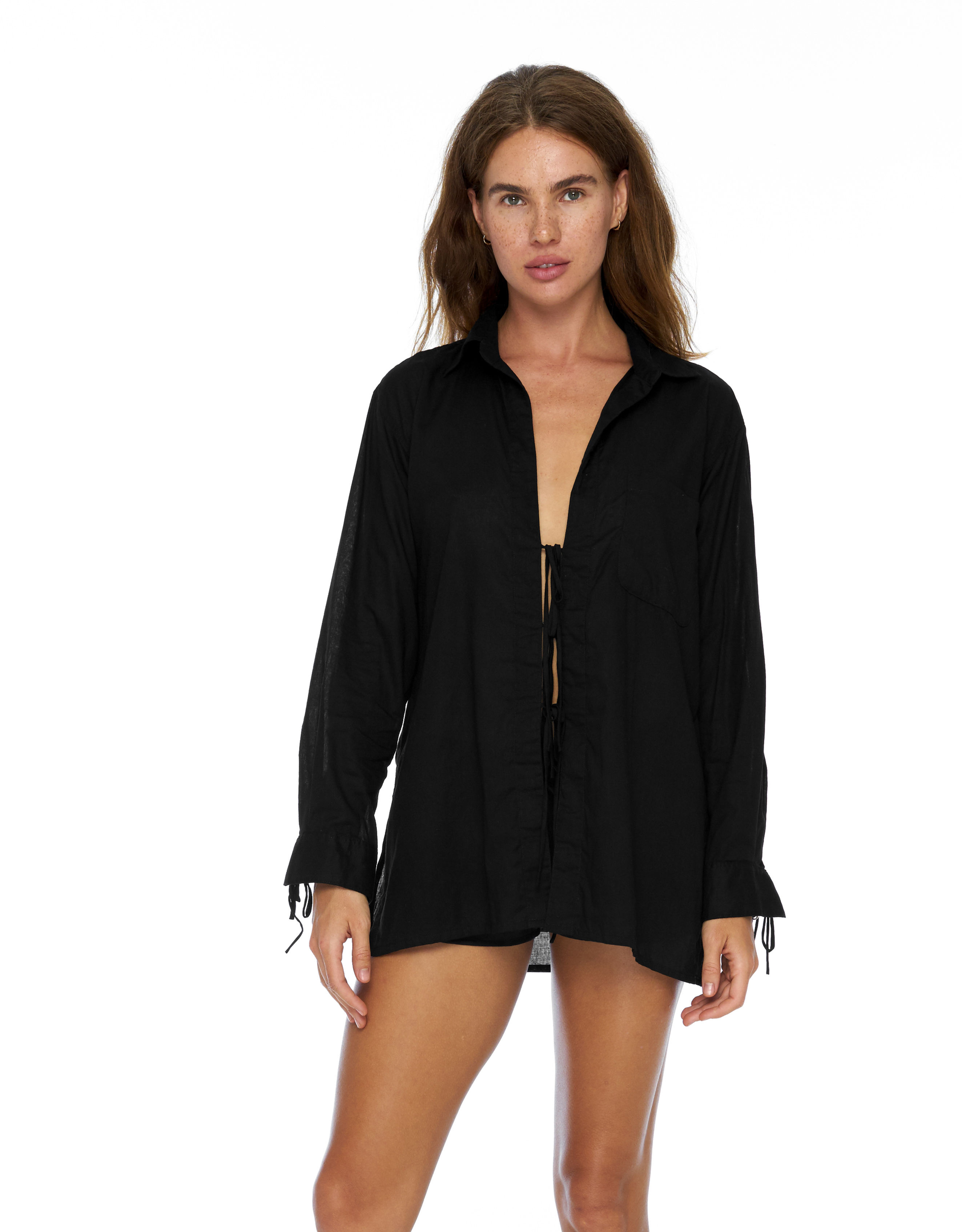 String Blouse / Black organic cotton