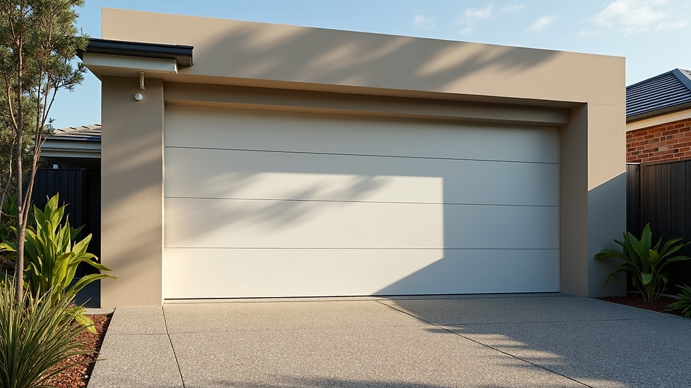 High angle view of a sectional garage door opening smoothly in a suburban Perth home