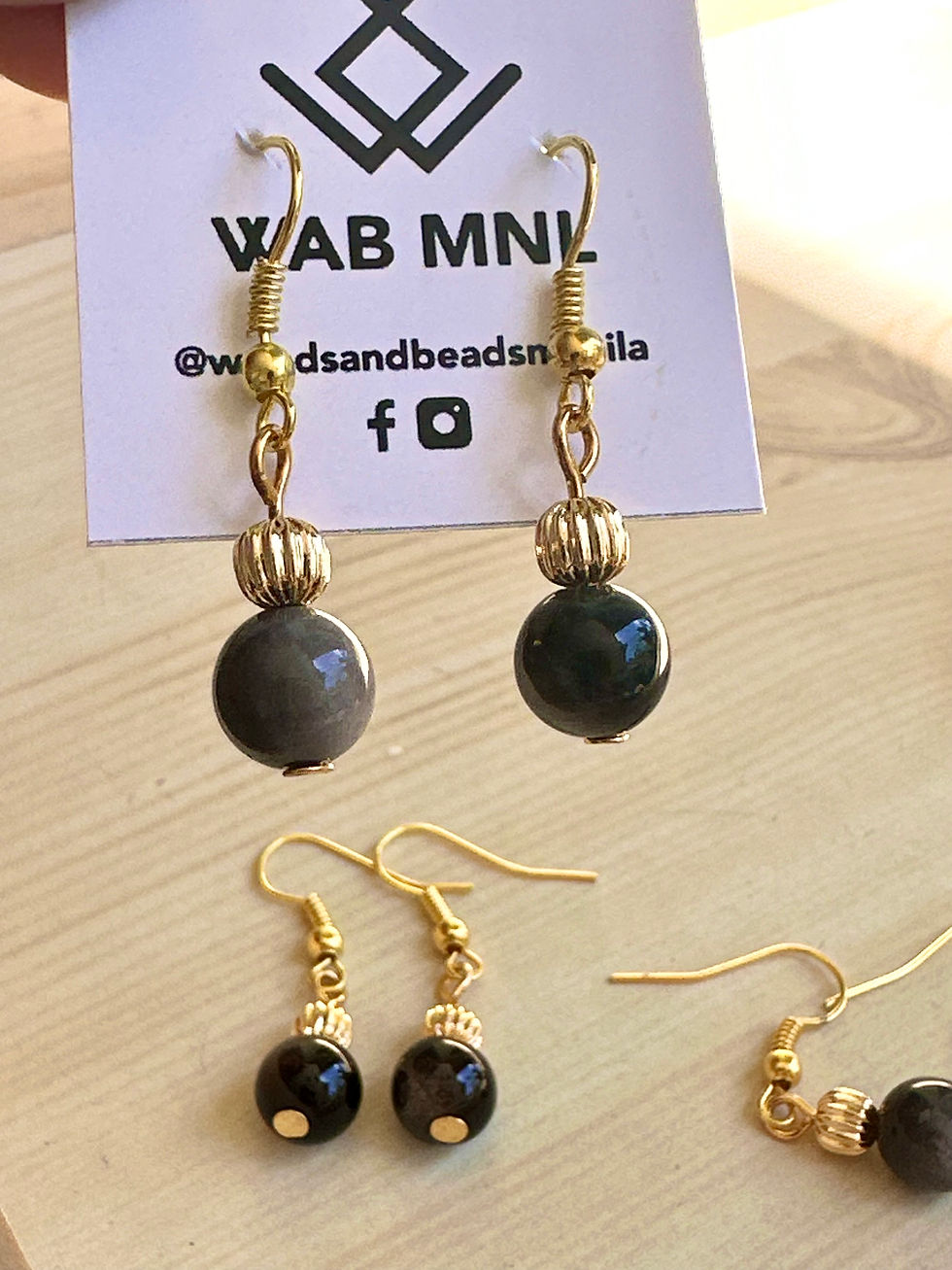 Thumbnail: Auréa Pierre Drops - 8mm Silver Sheen Obsidian Stone