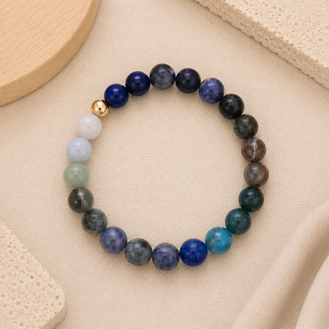 Azurielle – Ocean Blue Beaded Stone Bracelet