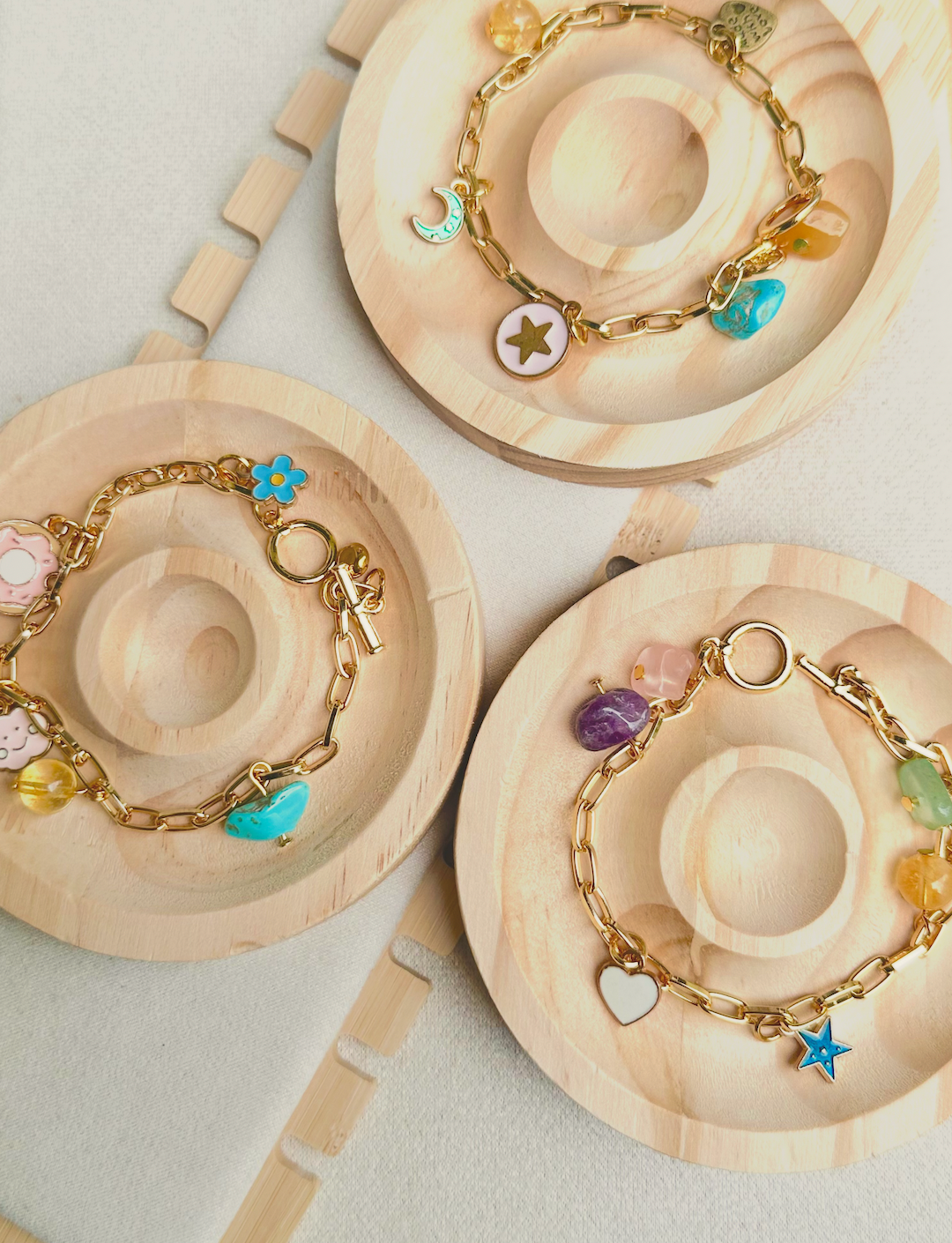 Chain Bracelets (Gold plated) with Charms and Stones (Up to 5 Charms or Stones)