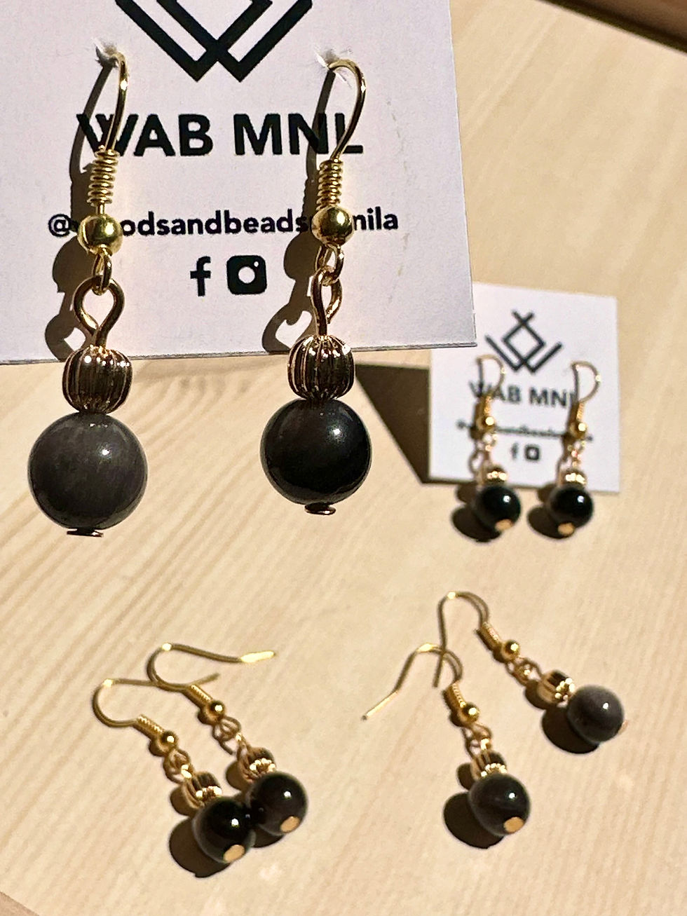 Thumbnail: Auréa Pierre Drops - 8mm Silver Sheen Obsidian Stone