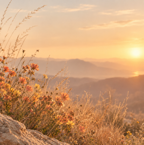Warm golden and orange tones inspired by golden hour light