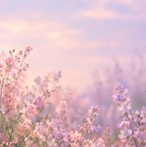 Soft pink and purple tones inspired by lavender blooms