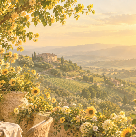 Golden yellow and light green tones inspired by a sunlit meadow
