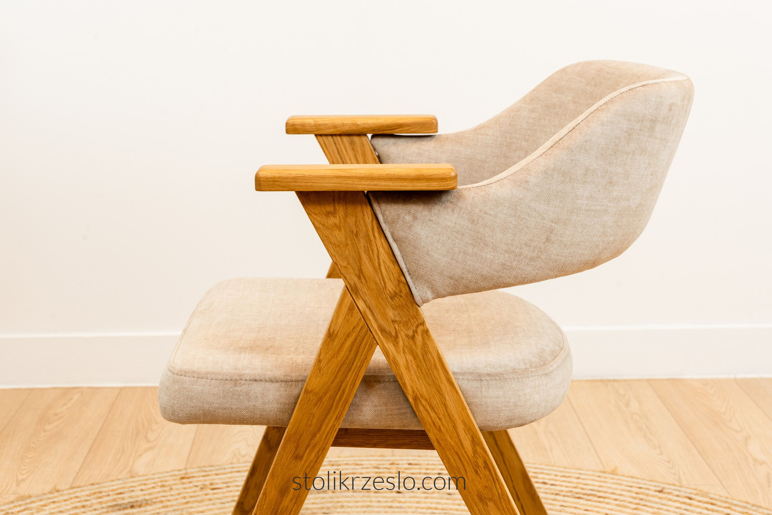 Krzesło dębowe tapicerowane Toronto - lite drewno / wosk / beige 02 - STÓŁ I KRZESŁO - SALON MEBLOWY