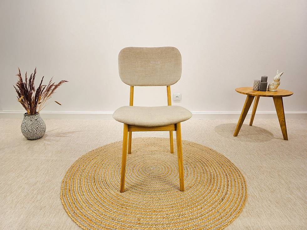 Krzesło dębowe tapicerowane ODI - lite drewno / wosk / beige 02 - STÓŁ I KRZESŁO - SALON MEBLOWY