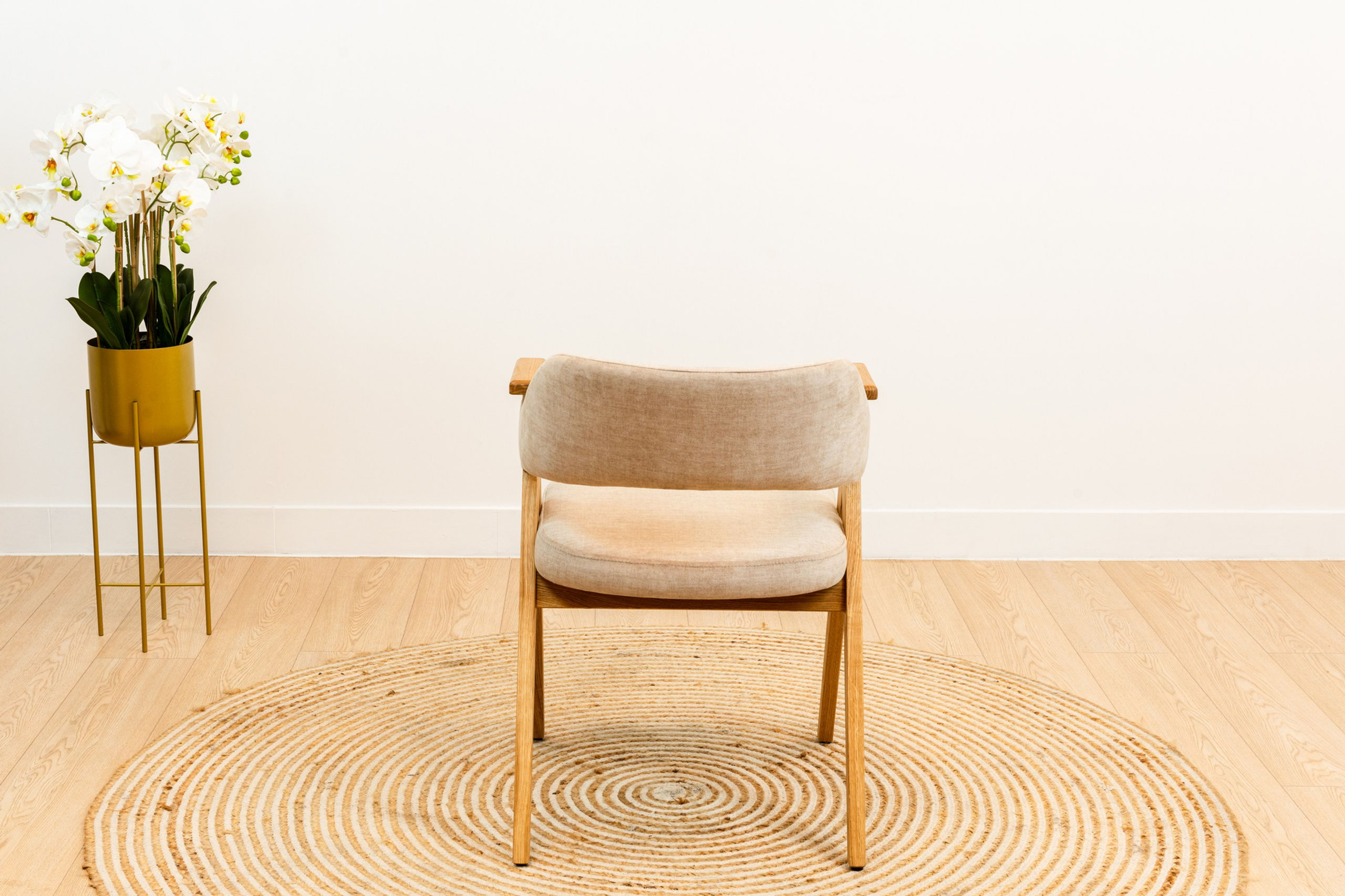 Krzesło dębowe tapicerowane Toronto - lite drewno / wosk / beige 02 - STÓŁ I KRZESŁO - SALON MEBLOWY