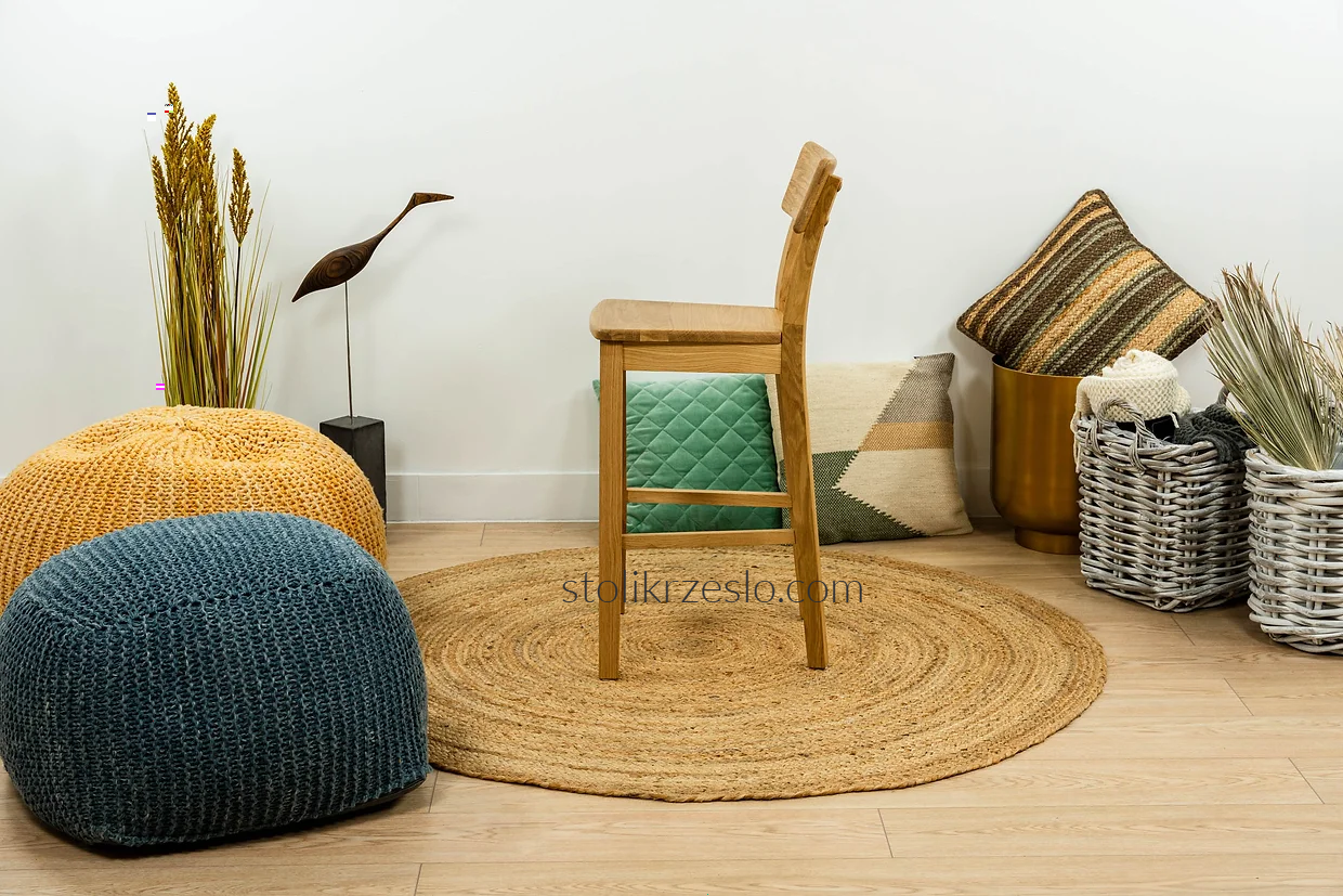 Stołek barowy dębowy Rubi - lite drewno / wosk / H630 - STÓŁ I KRZESŁO - SALON MEBLOWY