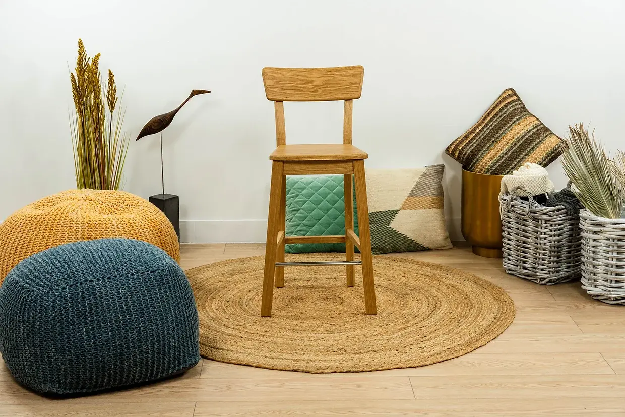 Stołek barowy dębowy Rubi - lite drewno / wosk / H630 - STÓŁ I KRZESŁO - SALON MEBLOWY