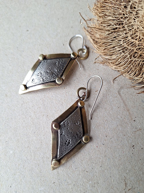 Elia brass and sterling silver medieval earrings