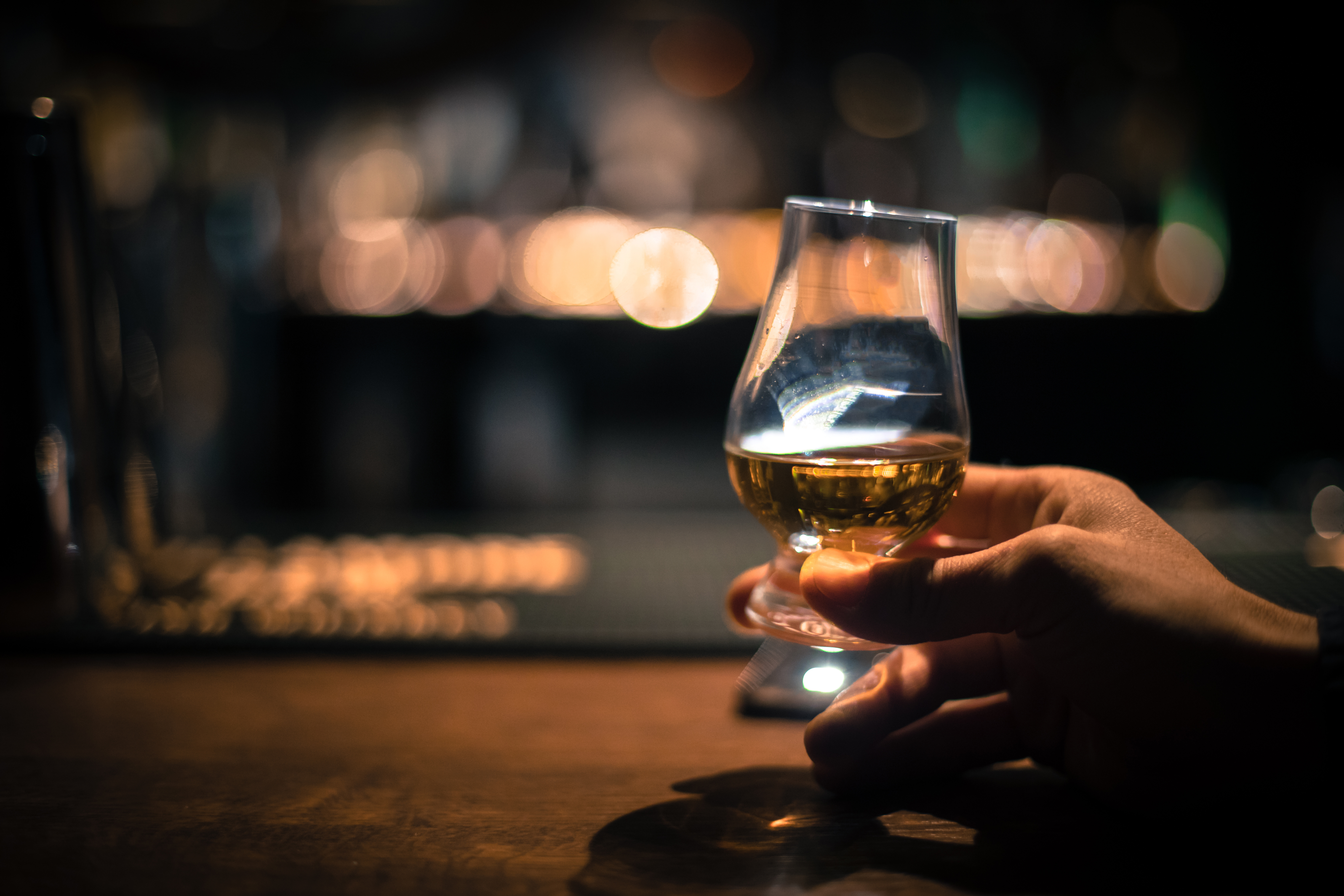 Neat Scotch whisky in Glencairn glass.