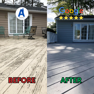 A stunning multi-level deck painted by Almeida Painting CT, enhancing the outdoor aesthetics of a Fairfield County residence.
