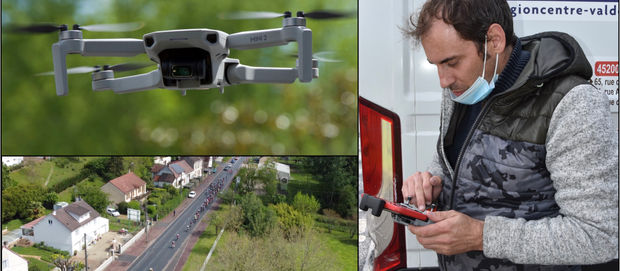 Grâce à son drône Sébastien Foucher nous montre le peloton des coureurs du tour du Loiret à Amilly
