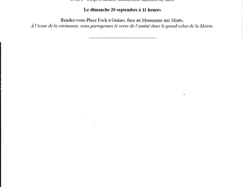 Inauguration de la place général d'armée Lemattre le 20 septembre à Guines (62)