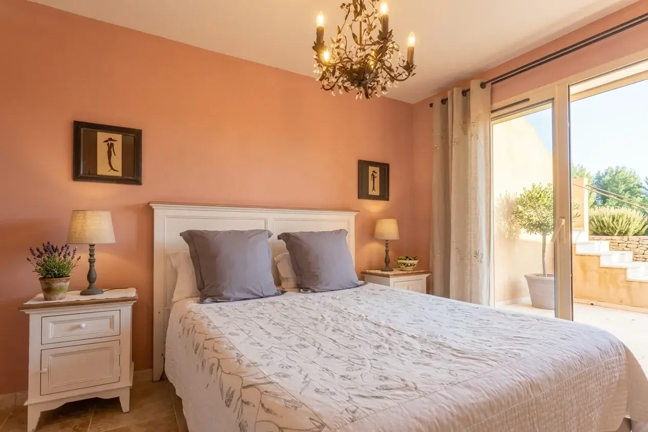 Chambre de l'appartement climatisé, Mas des Bouteillans