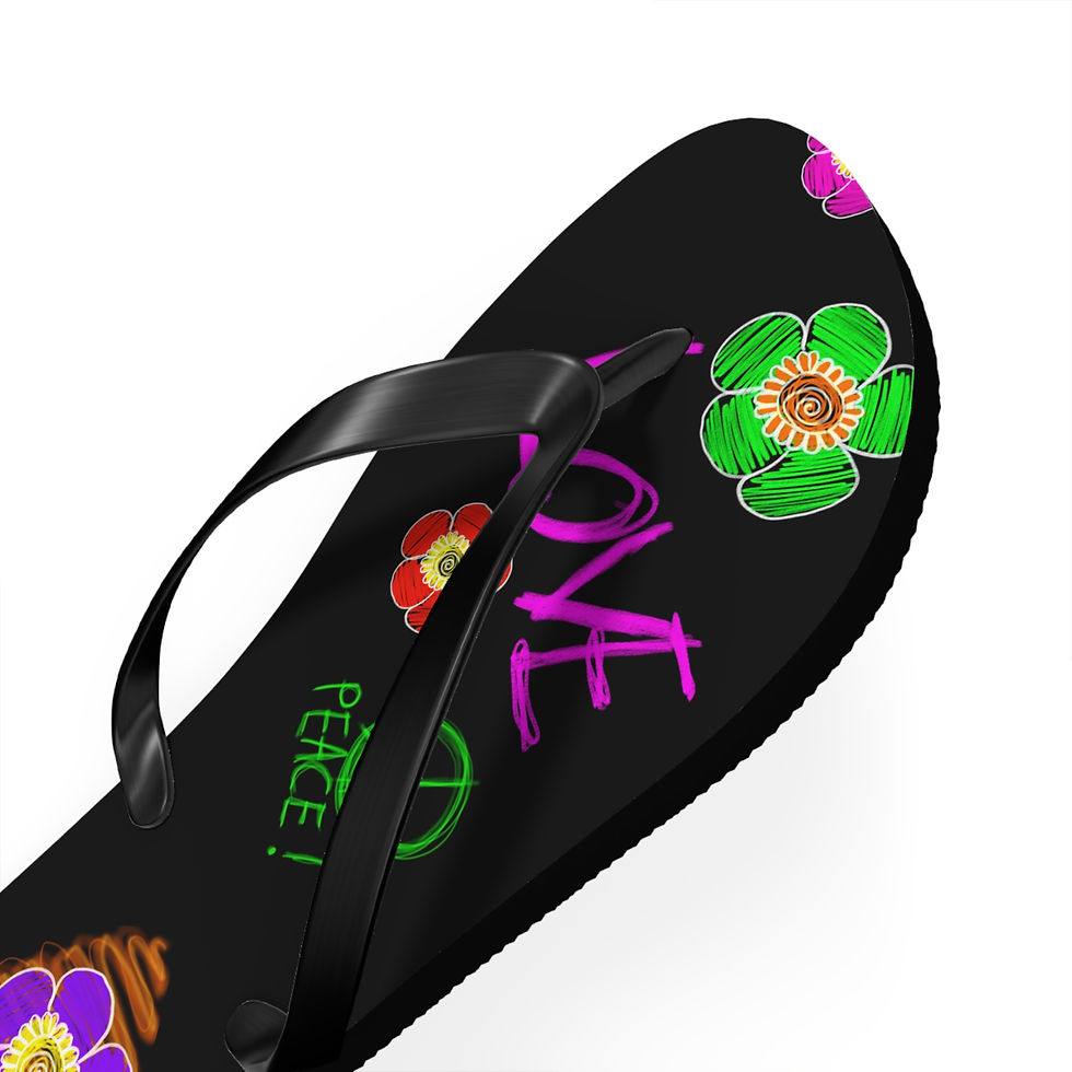 Thumbnail: Neon Boho Flip Flops, Graffiti Style Beach Sandals, Summer Footwear, Slides