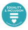 Equality & Inclusion badge with equal sign, heart icon, and Crafter’s Drop-in C.I.C. text on teal circle
